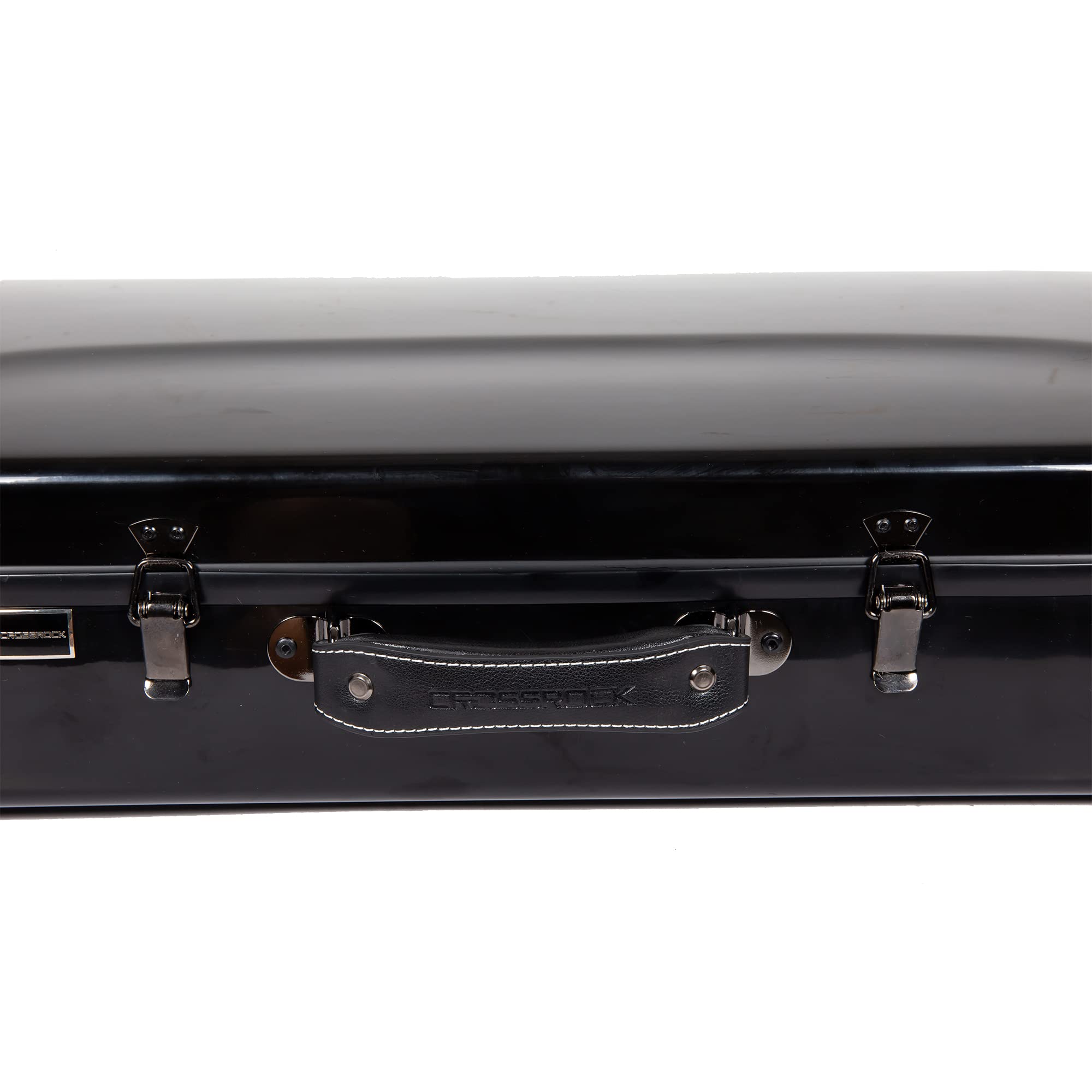 Crossrock Fiberglass Double Case for Mandolin & 4/4 Violin – Fits A & F-Style | Black Gloss Finish, TSA Lock, Backpack Straps, Accessory Storage – Pro Tour Series