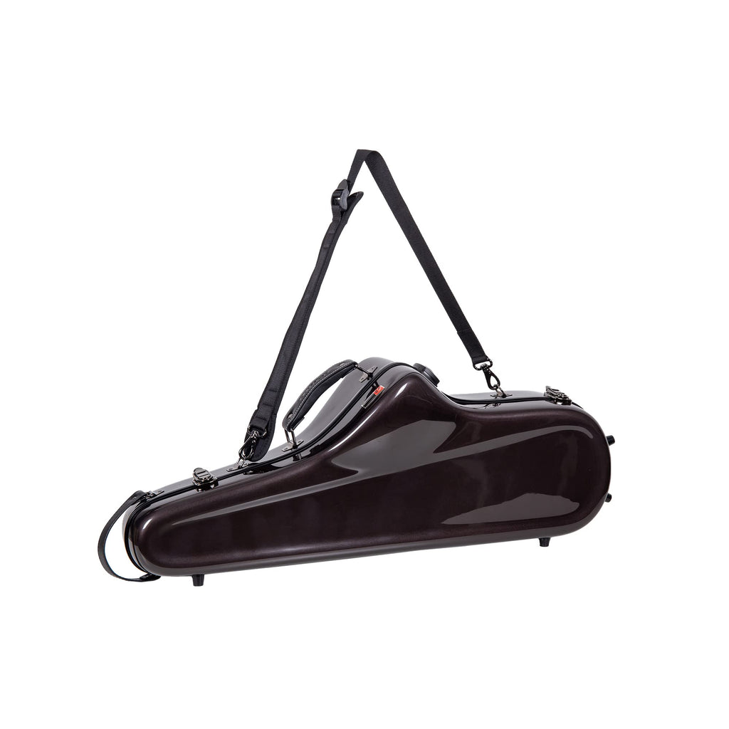 Crossrock Pro-Grade Straight Soprano Saxophone Case | Crimson Red Gloss, TSA Lock, Elite Protection, Detachable Backpack Straps, Accessory Pocket for Professional Musicians