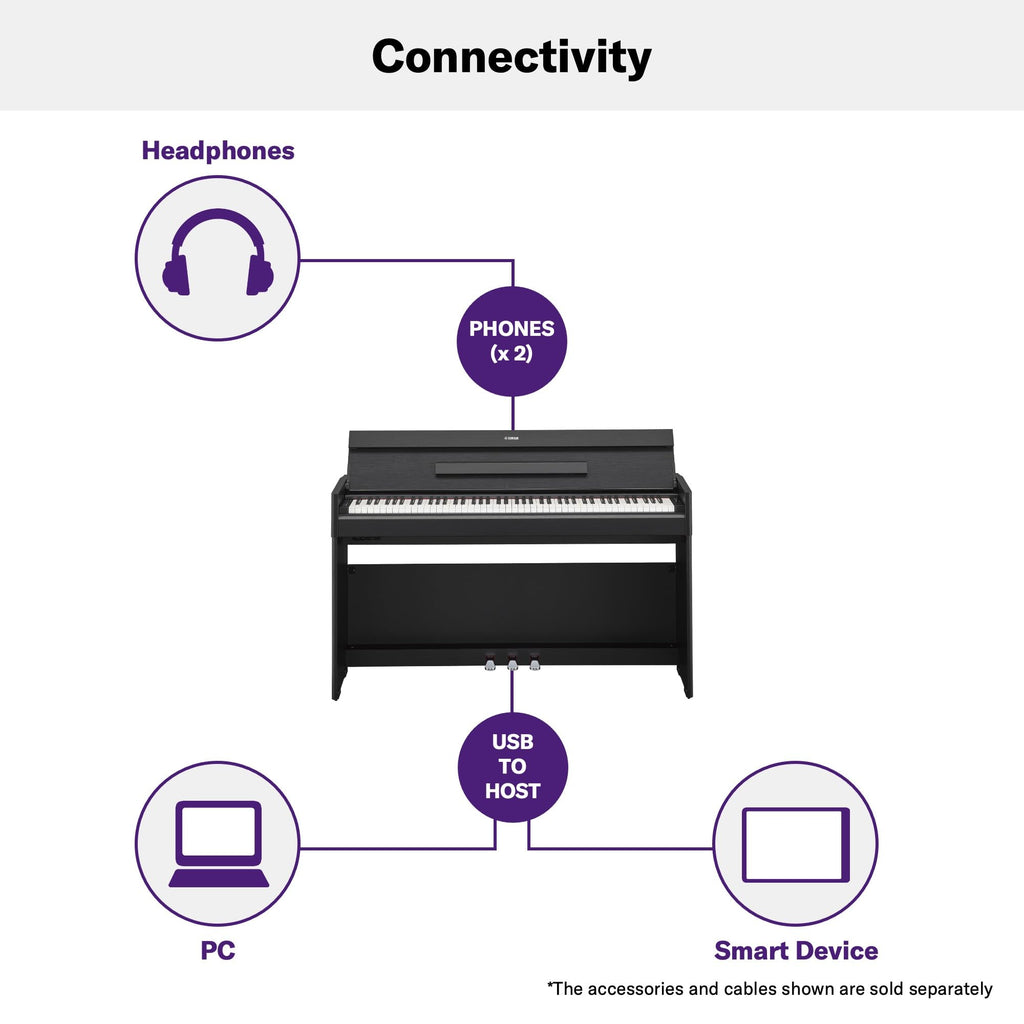 Yamaha Arius Series 88-Key Weighted Action Upright Digital Piano for Beginner and Intermediate Players, Dynamic Response, Grand Piano Sound, 3-pedal Unit, Bench Included, Rosewood YDP105R