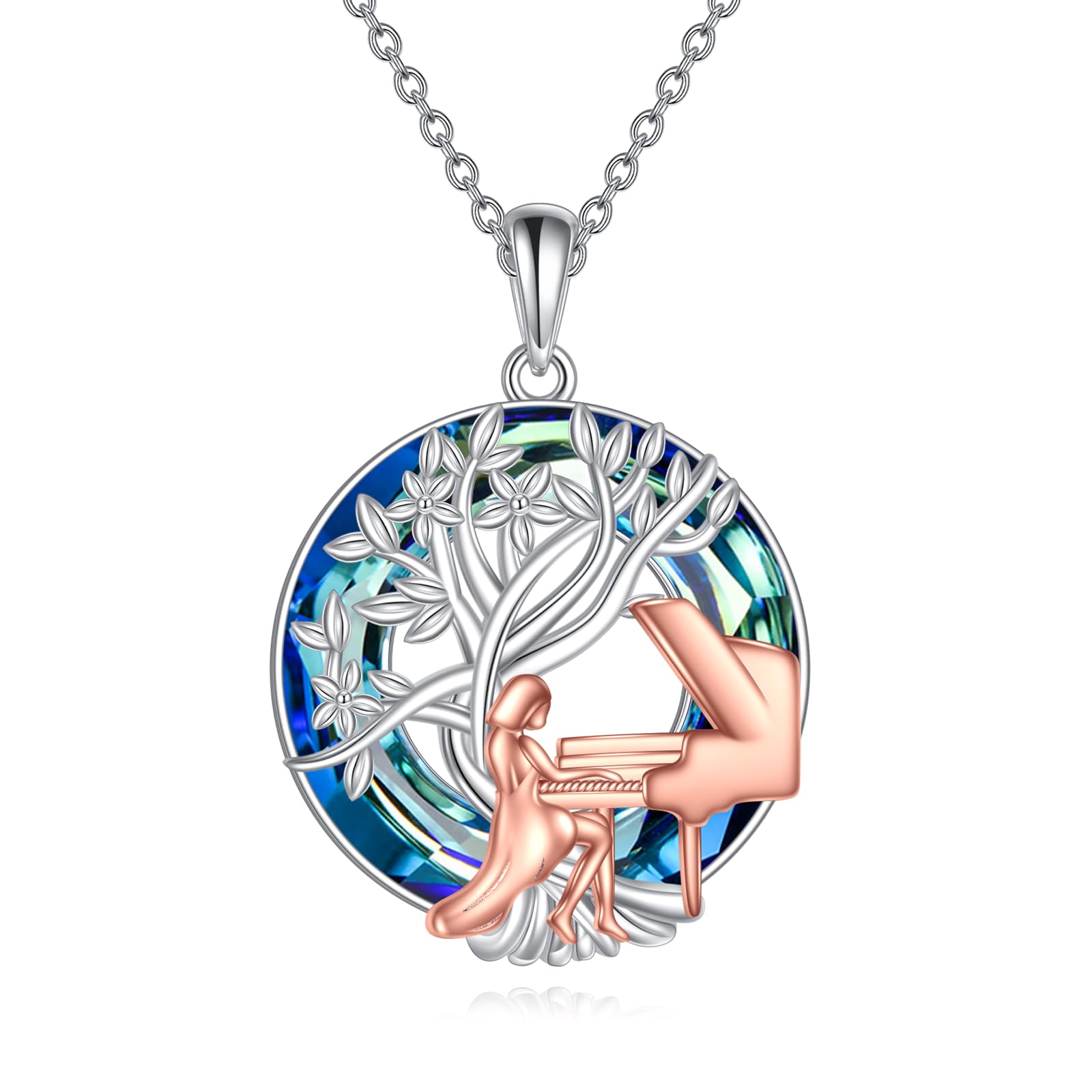 YFN Tree of Life Necklace Sterling Silver Crystal Jewelry Graduation Birthday Gifts for Women