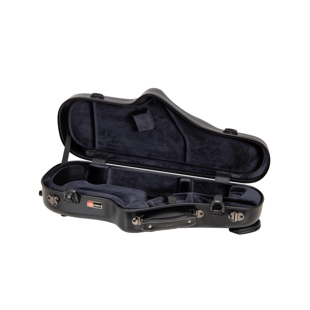 Crossrock Low A Baritone Saxophone Case with Wheels | Polycarbonate Hard Shell, TSA Lock, Anti-Scratch Finish, Neck & Mouthpiece Storage–Black (CRF4050BSBK)