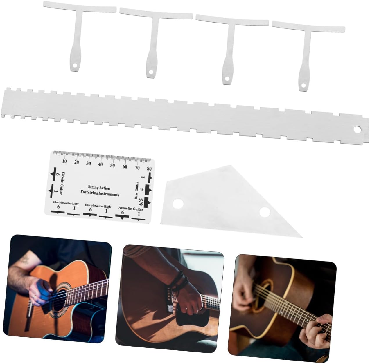 Yardwe 12-Piece Guitar Setup Tool Kit Includes String Action Ruler Notched Radius Gauge Fret Rocker for Electric and Acoustic Guitar Bass and Ukulele