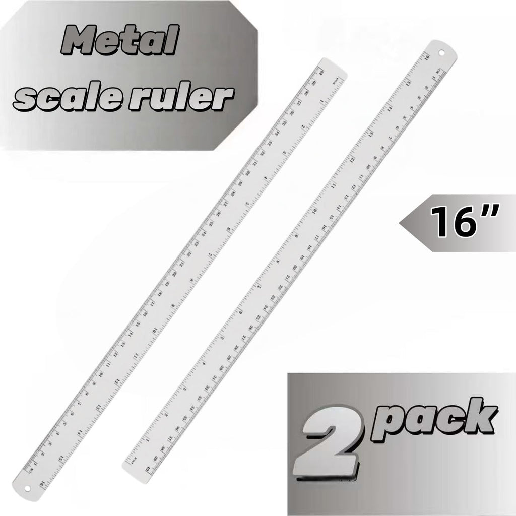 Lakei Stainless Steel Ruler 2-Pack, 6", 12", (15cm,30cm) Dual Scale Ruler | Stainless Steel Ruler Set, Metric Precision Measuring Drawing Ruler, for Drawing, Home, Office and Engineering Use