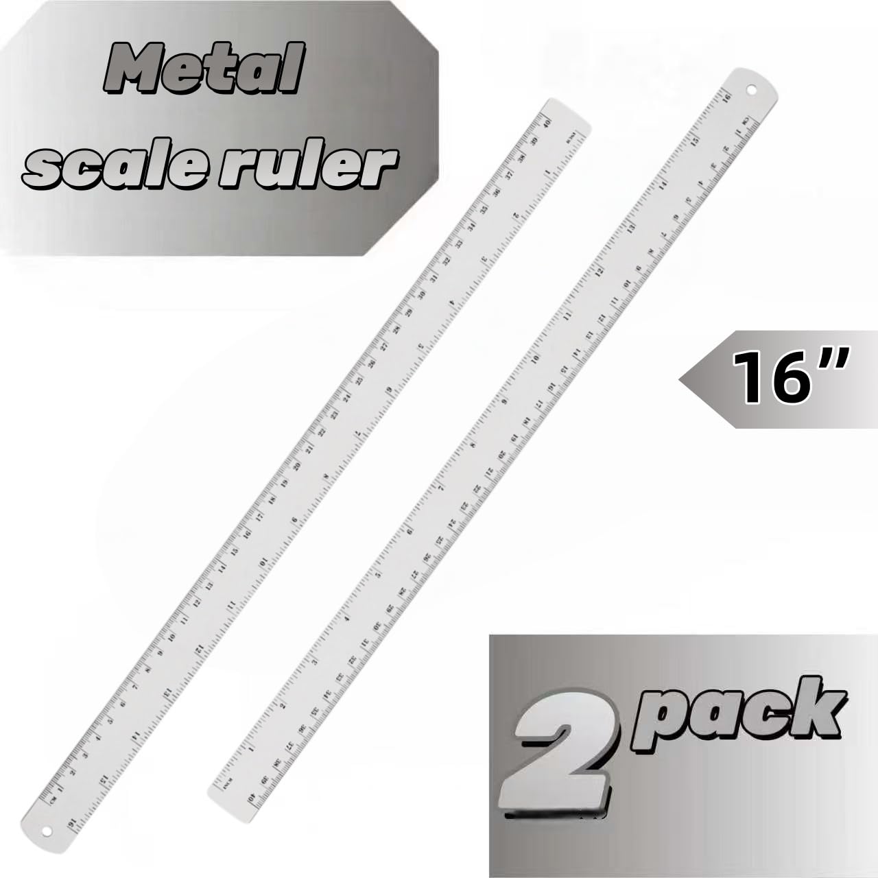 Lakei Stainless Steel Ruler 2-Pack, 6", 12", (15cm,30cm) Dual Scale Ruler | Stainless Steel Ruler Set, Metric Precision Measuring Drawing Ruler, for Drawing, Home, Office and Engineering Use