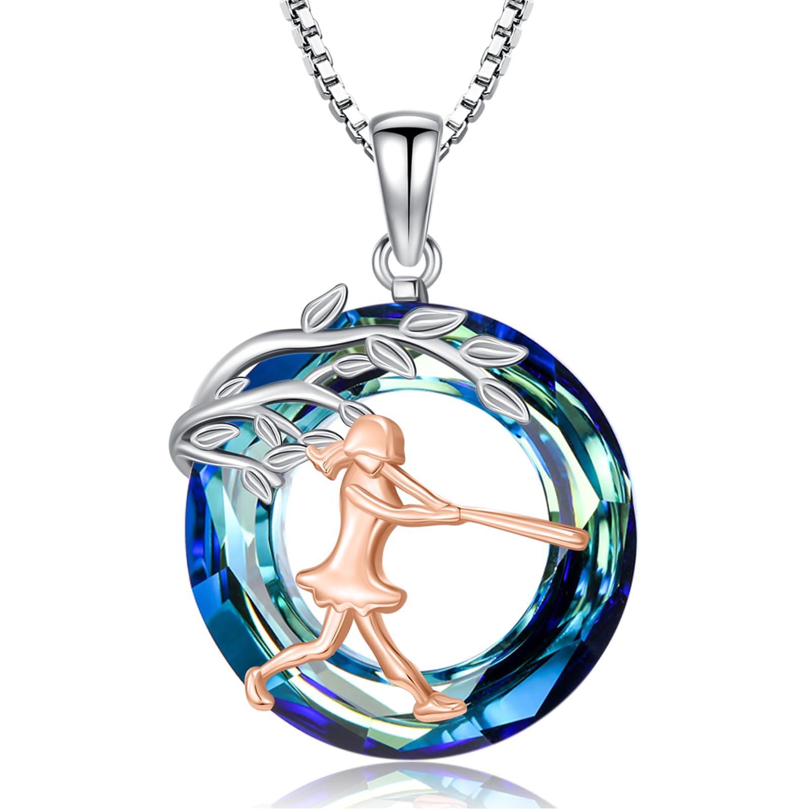 Sport/Music Necklace for Women 925 Sterling Silver Crystal Pendant Tree of Life Jewelry Gifts for Sport Players