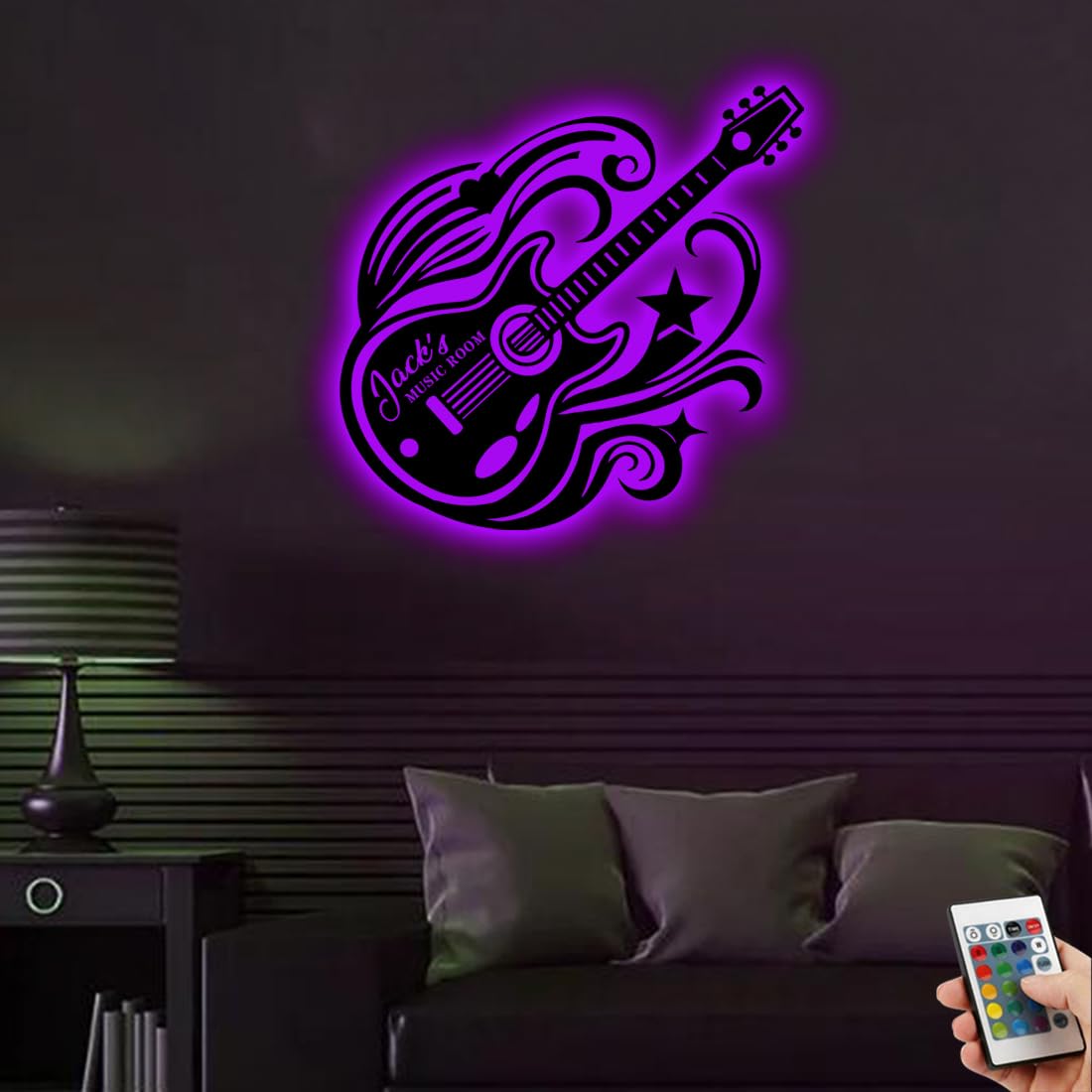 Personalzied Guitarist Name Wall Sign LED Lights Custom Cello Wall Art Music Neon Sign Electric Guitar Night Light Rock DJ LED Lamp Music Studio Plaque Musical Shed Name Plaque for Teacher