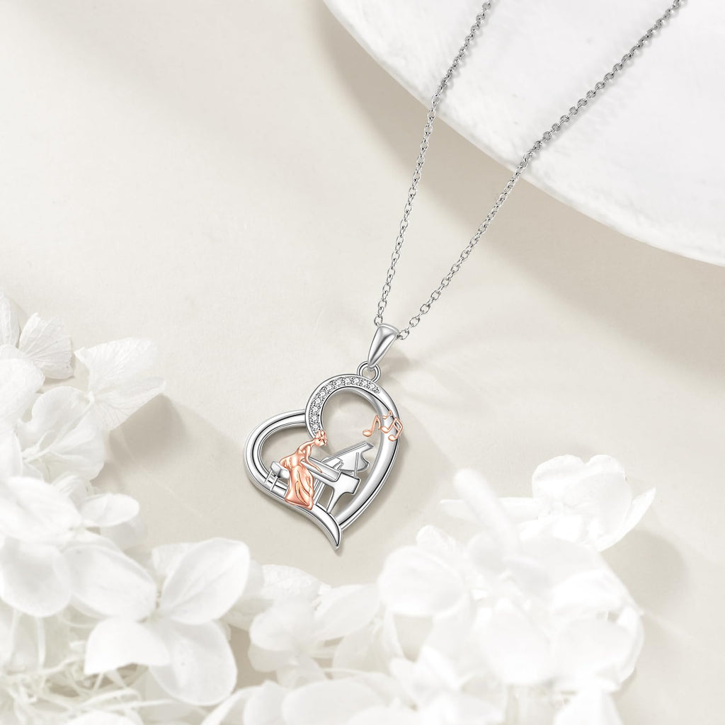 Sterling Silver S925 Ballet/Violinists/Gymnastics/Cello/Runner/Tennis/Piano/Artist Necklace Jewelry Gifts for Women Christmas Gift