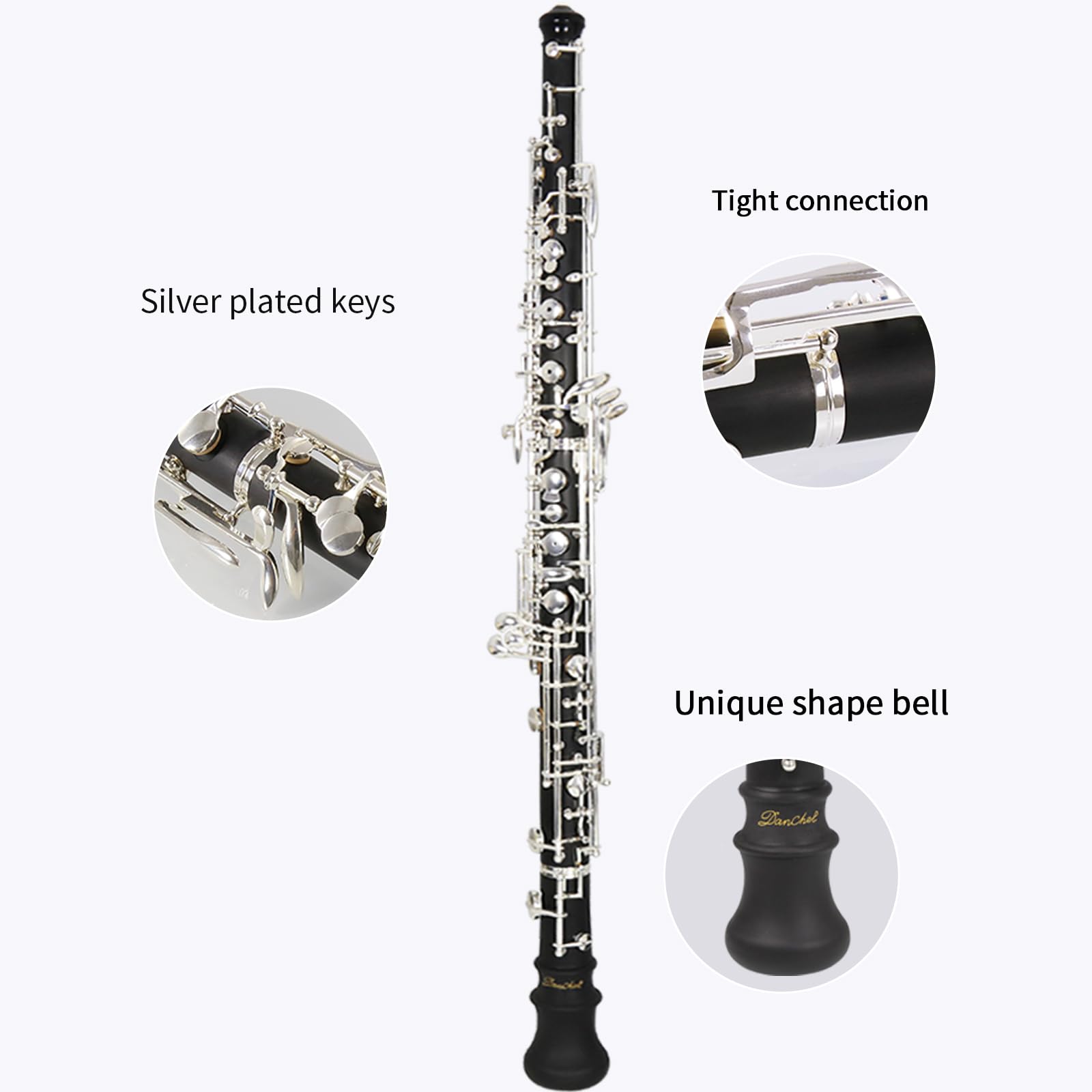 Oboe Professional Performance Level Redwood Body Silver Plated Semi Automatic C Tone with Reeds, Cleaning Cloth, Oboe Swab, Powder Paper, Absorbing Paper, Thumb Rest, Screwdriver, Gloves, Case