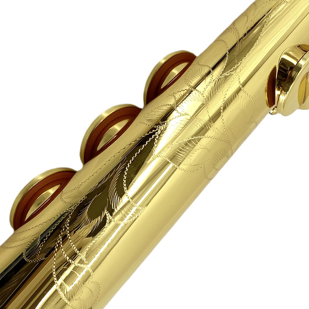 Bb Straight Soprano Saxophone–Gold Lacquer Finish, Ergonomic Design with Case, Mouthpiece, Neck Strap & Accessories, Ideal for Beginners & Advanced Players（Golden）