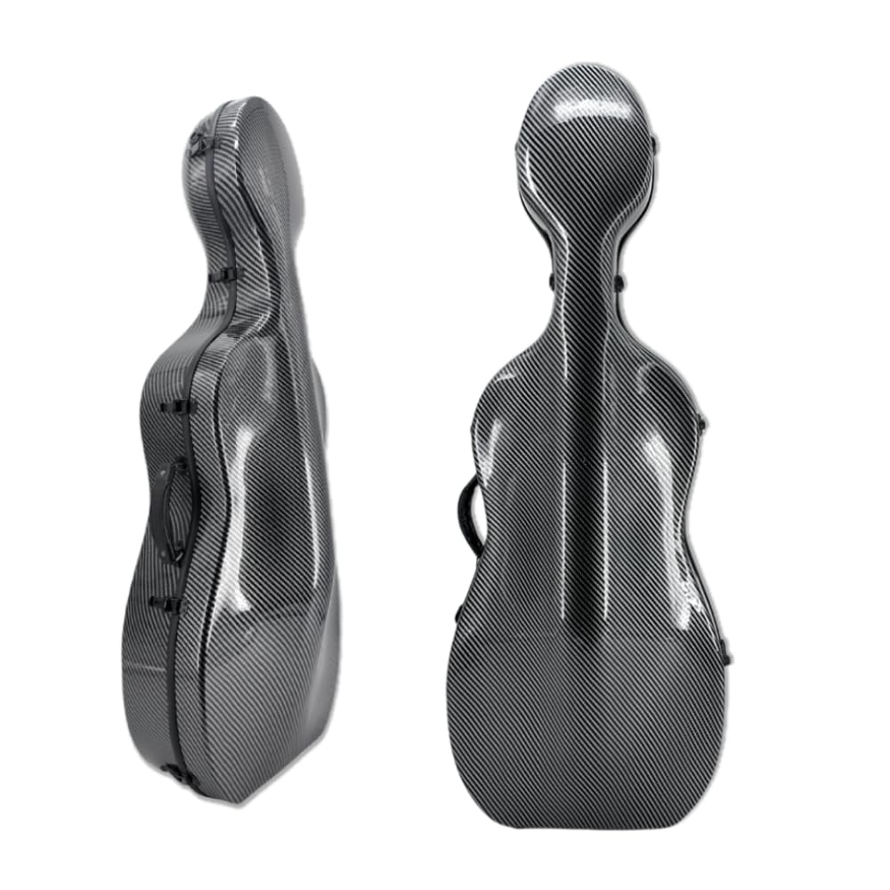 1/2 Size Carbon Fiber Cello Case with Wheels - Lightweight Durable Composite Design for Easy Transport and Superior Protection(White)