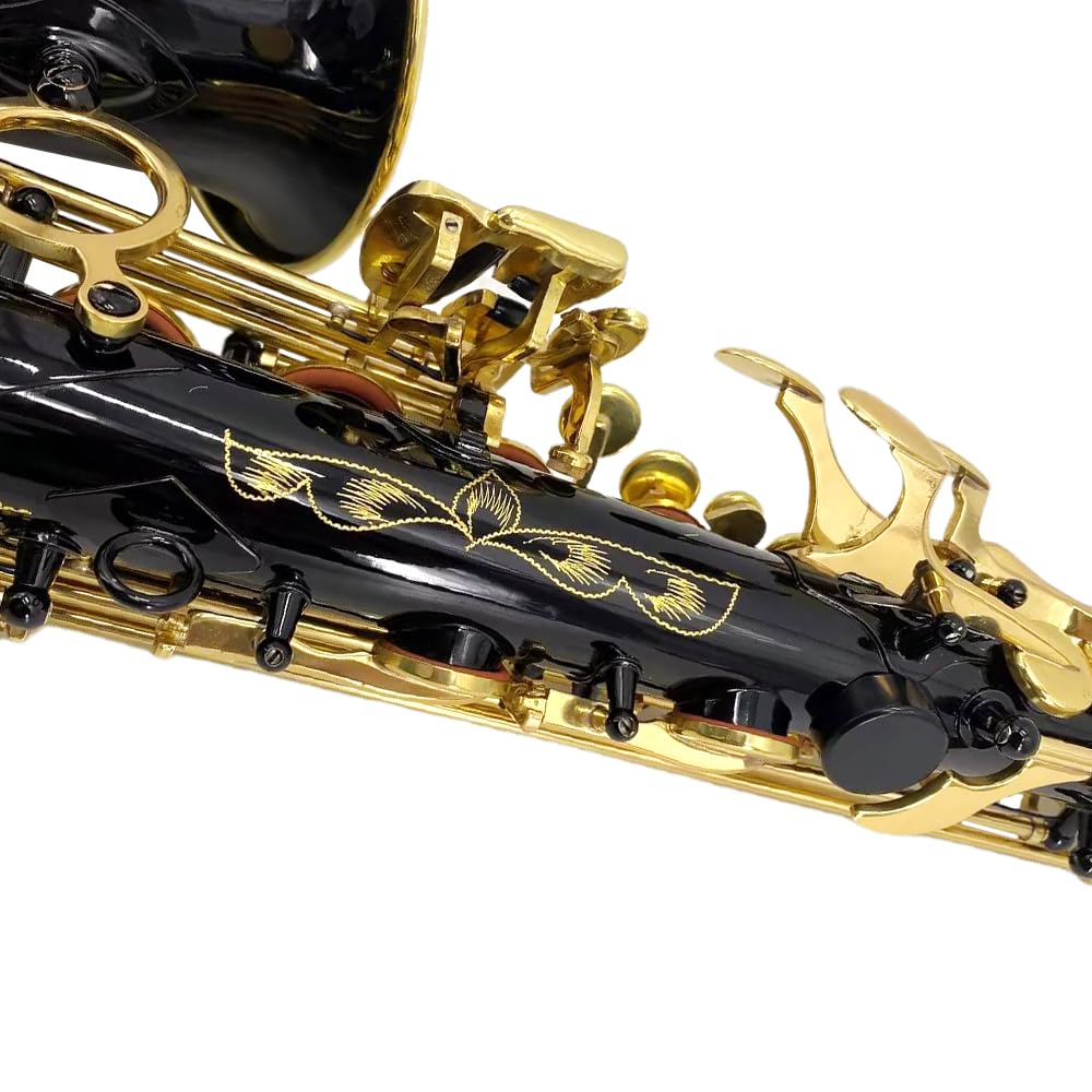 Student Eb Alto Saxophone E Flat for Beginners Sax Full Kit with Pads Cushions,Hard Carrying Case,Neck Strap,Reeds,Cleaning Cloth & Rod,Mouthpiece,Gloves