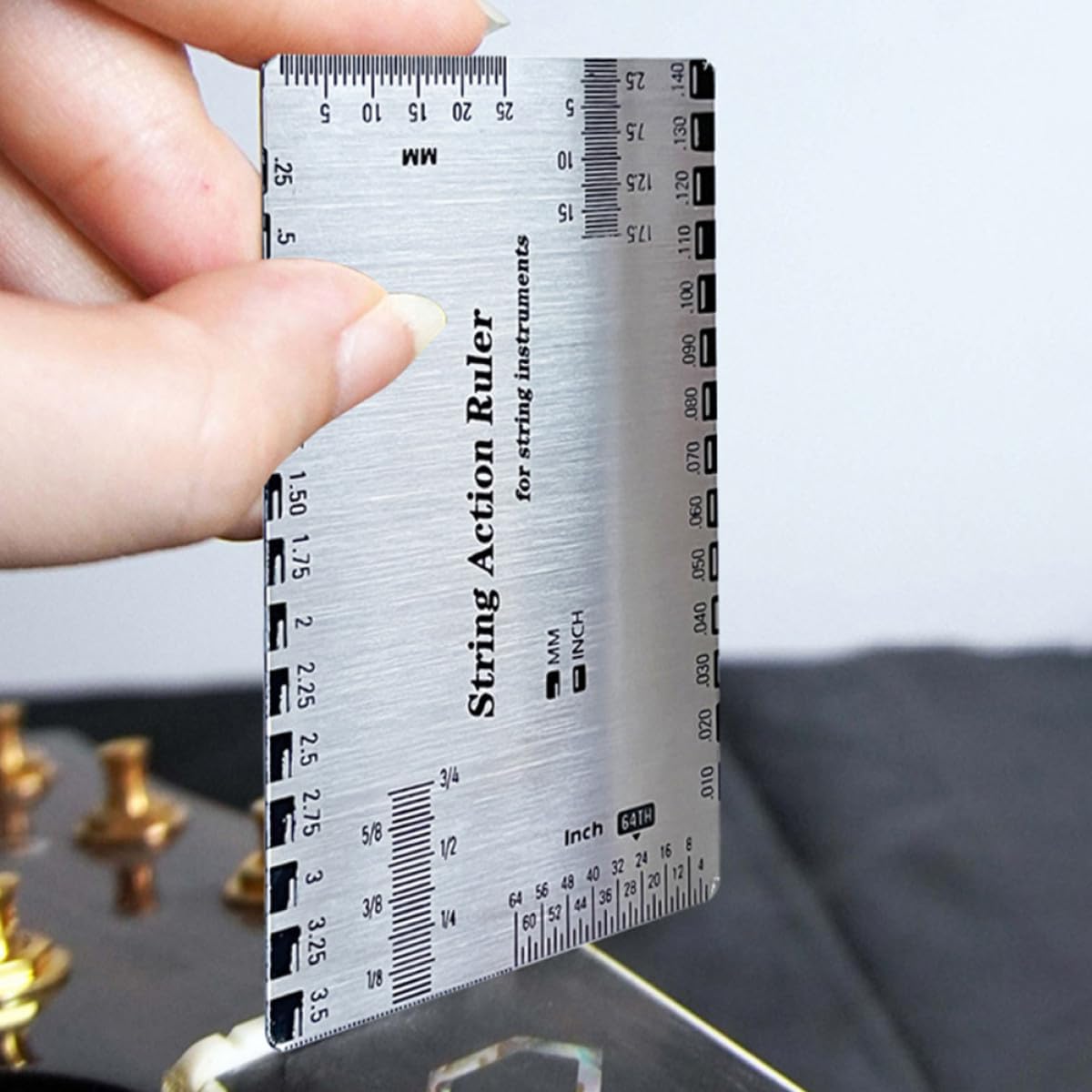 Ipetboom Guitar String Action Gauge Ruler Precision String Height Measuring Tool for Electric Acoustic and Bass Guitars with Center and Length Scale and Repair