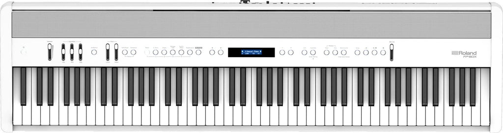 Roland FP-60X 88-Key Digital Piano - White Bundle with Adjustable Stand, Bench, Deluxe Sustain Pedal, Online Piano Lessons, Instructional DVD, and Austin Bazaar Polishing Cloth