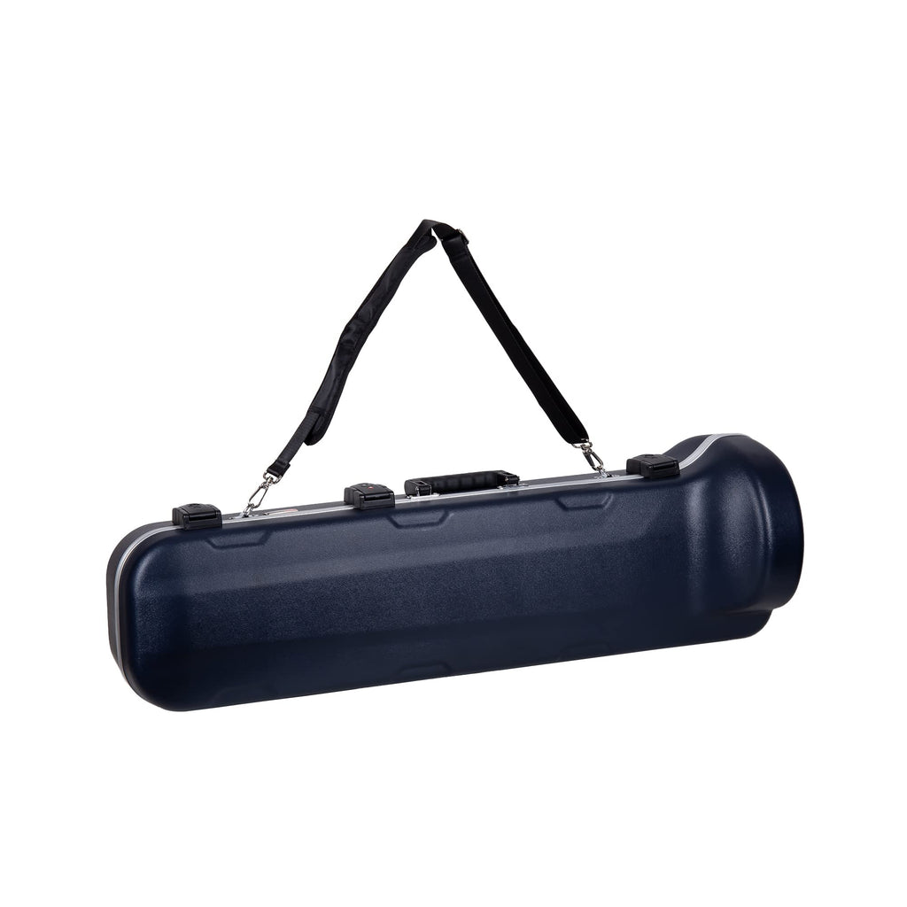 Crossrock Tenor Trombone Flight Case — Fits Bb Tenor with F-Attachment | Shockproof Design, Security Lock, Plush Interior, Single Shoulder Strap & Accessory Compartment (CRA862TBBK)