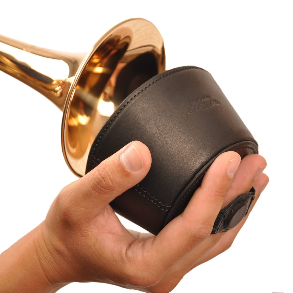 Trombone magnetic mute, lightweight leather mute for jazz and classical trombone players by MG Leather Work (Black)