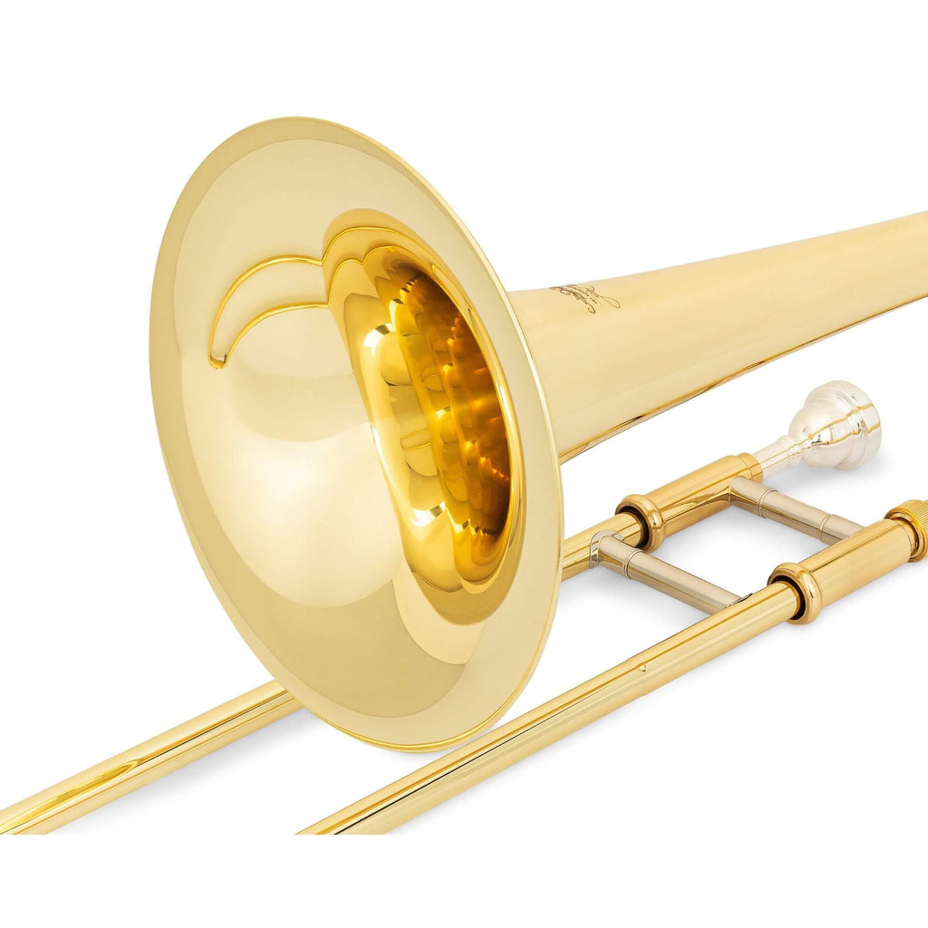 Jean Paul TB-400 Intermediate Straight Tenor Trombone with Case & 12C Mouthpiece, Brass Musical Instrument (Gold)