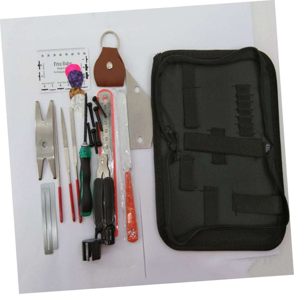Toyvian 24pcs Guitar Repair Tool Kit String Cutter Fret File Action Ruler Fingaorad Guard for Electric Classical Guitars Maintenance Setup Accessories