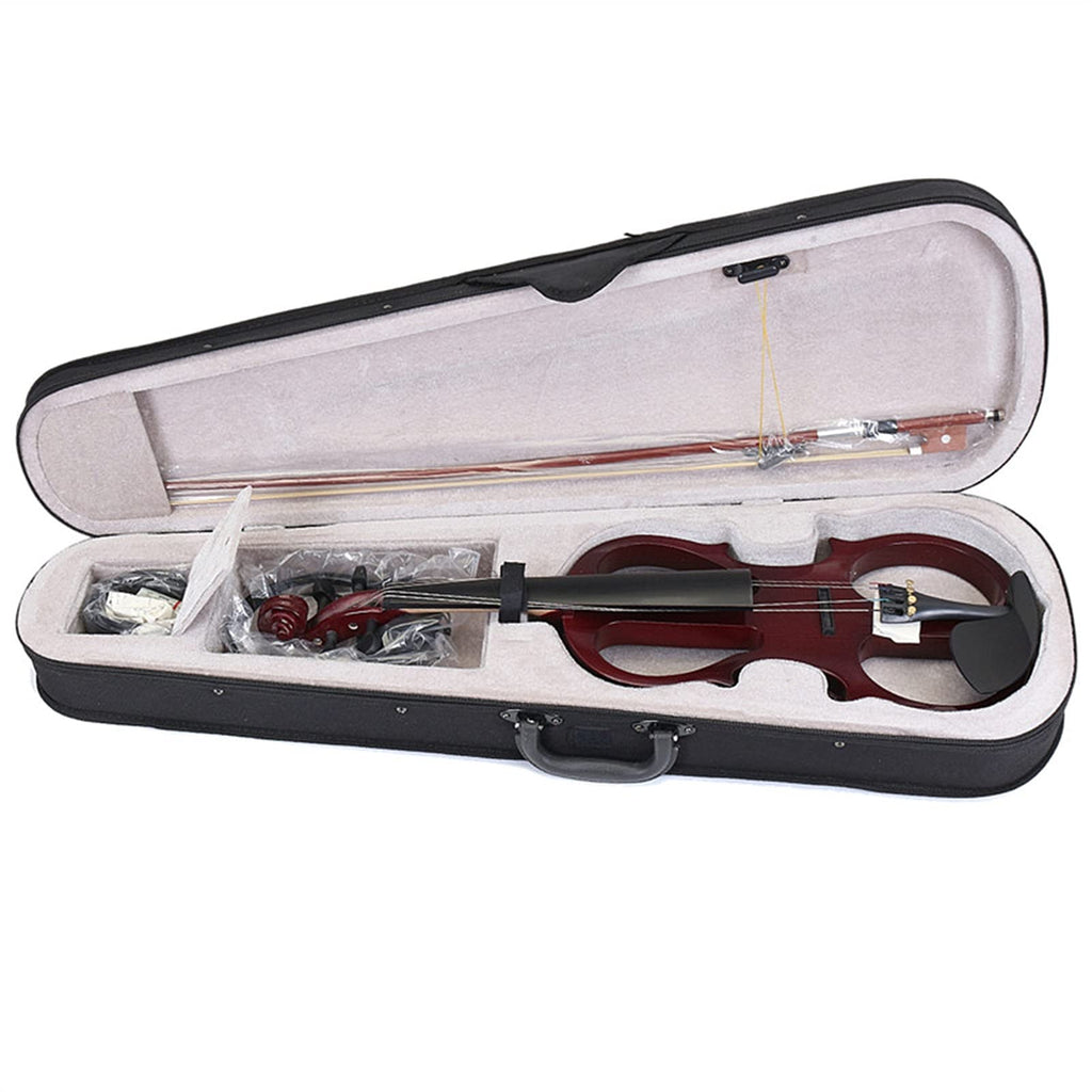 Violin 4/4 Electric Acoustic Full Pack Violin Basswood Fiddle with Violin Case Cover Bow for Musical Stringed Instrument Lover Beginner Cello Kit (Color : Wine Red)