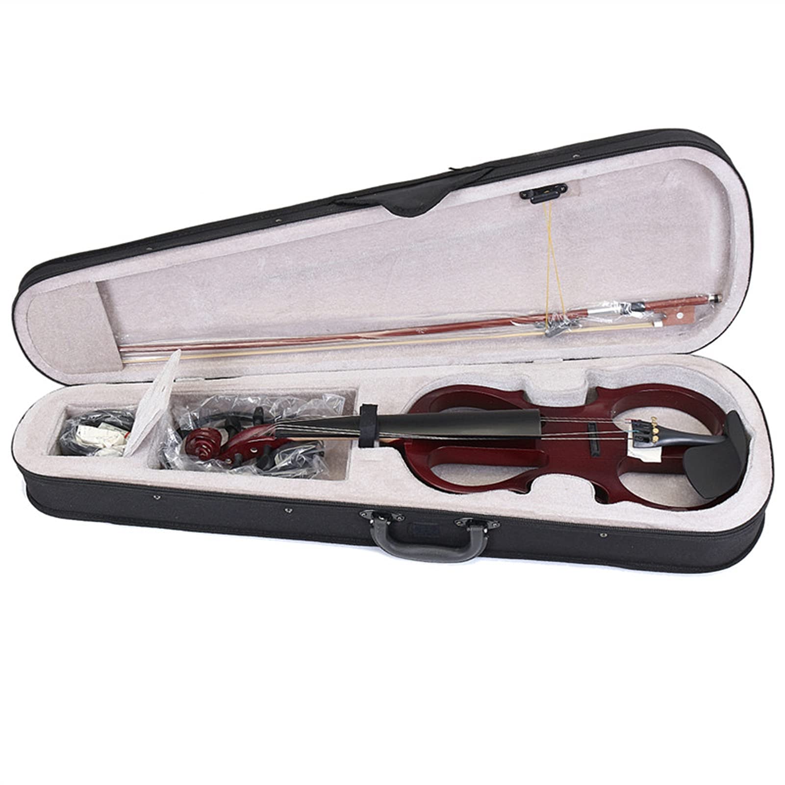 Violin 4/4 Electric Acoustic Full Pack Violin Basswood Fiddle with Violin Case Cover Bow for Musical Stringed Instrument Lover Beginner Cello Kit (Color : Wine Red)