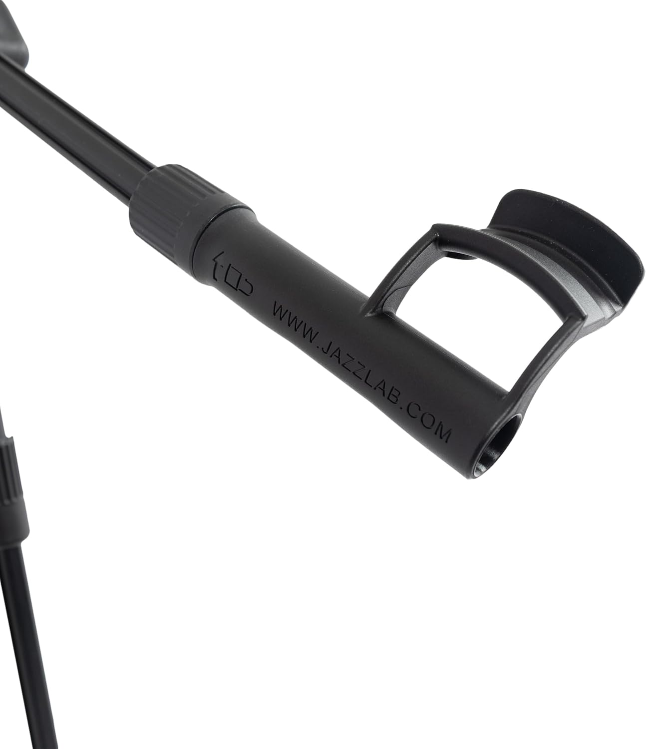 JazzLab Trumpet Holder Medium Size - Black, Plastic & Aluminium - B Flat Trumpet Support - Compact & Foldable - Comfortable for Sitting, Standing or Marching