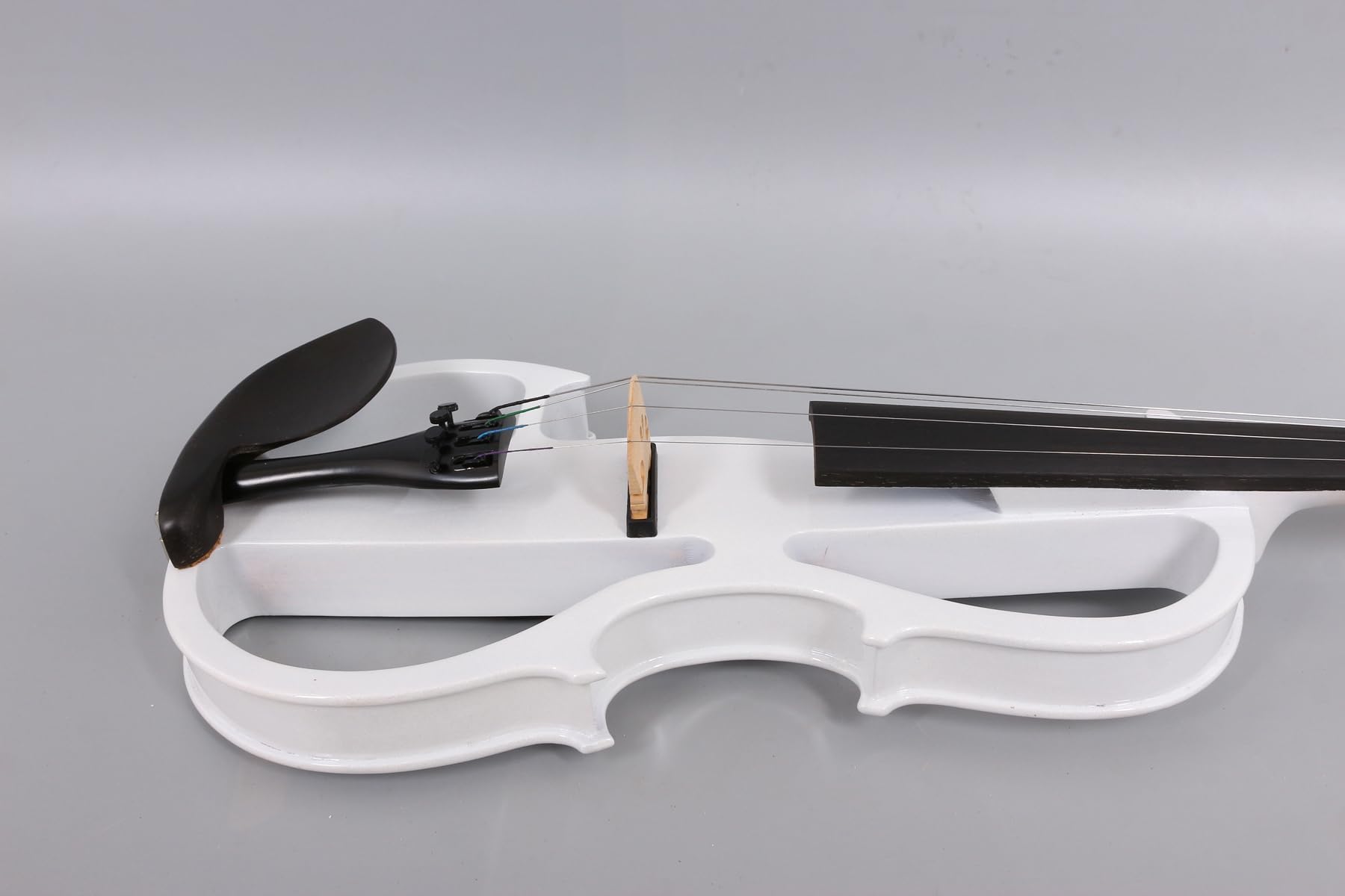 Vetimobato Electric Violin 4/4 Full Size Solid Wood Silent Violin Set for Adults Beginner Practice Electric Fiddle with Ebony Fittings Hard Case & Bow(4 String White)