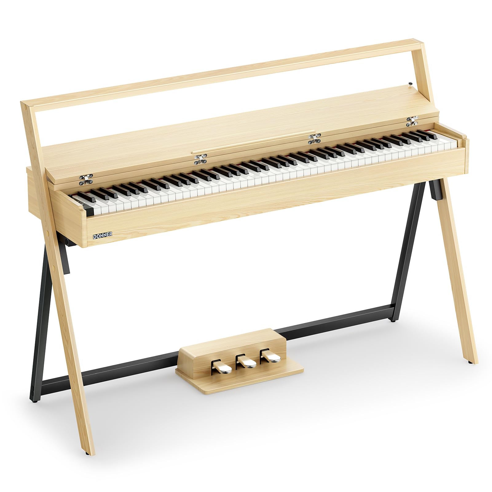 Donner OURA R300 88 Key Weighted Keyboard Piano for Advanced, Home Digital Piano with 88 Keys Graded Hammer Standard Keyborad, Bluetooth, LOCAL OFF, 2*15W, Half-pedal, 256 Polyphony, Walnut Wood Color