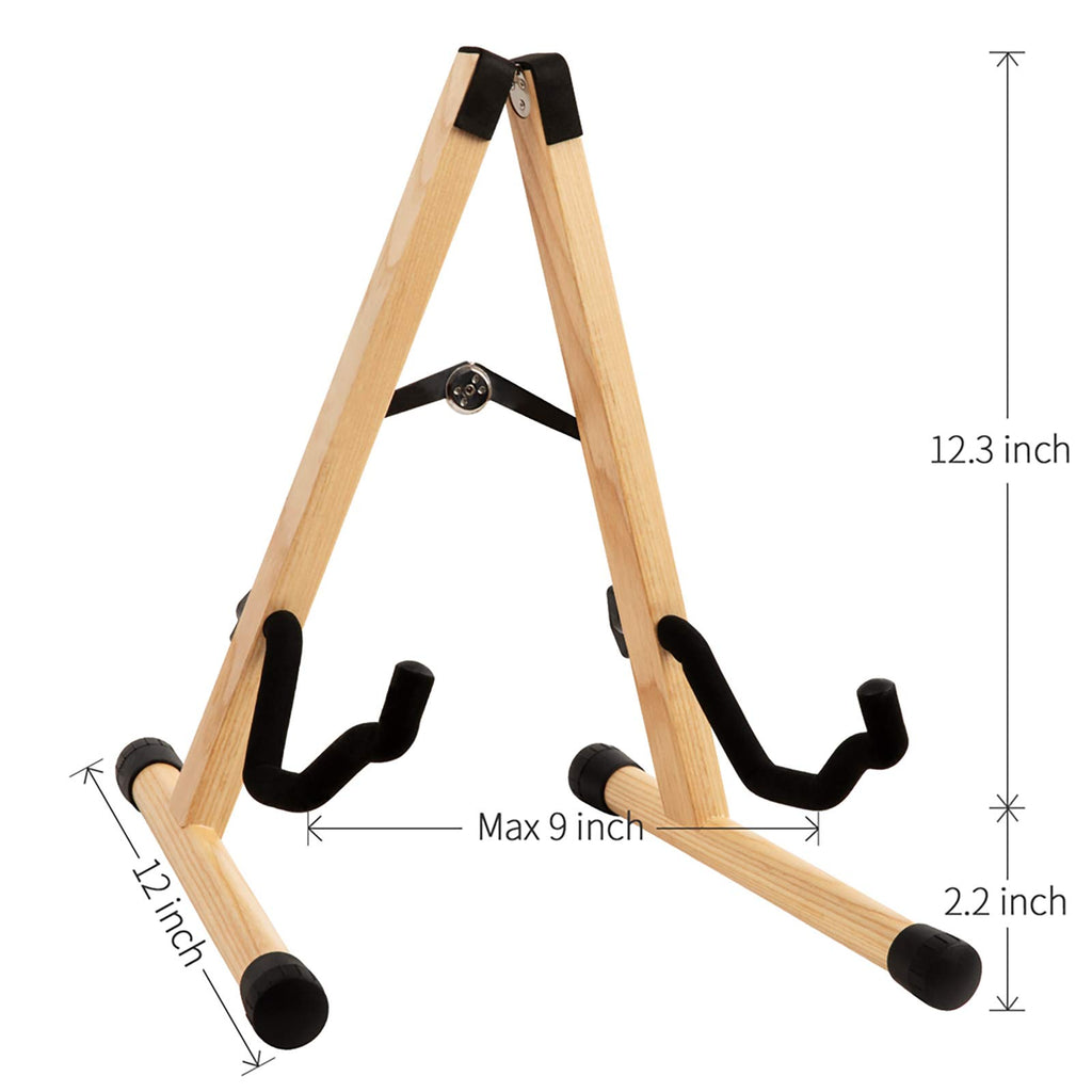 SNIGJAT Wood Guitar Stand, Acoustic Guitar Stand with Padded Foam, Classical Electric Guitar Stand, A-Frame Folding Bass Guitar Display Stand Compatible with Cello, Mandolin, Bass, Banjo, Ukulele