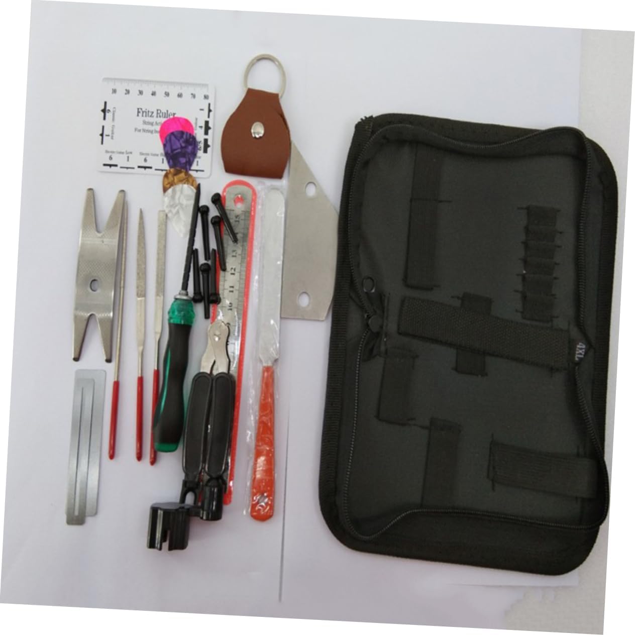 Guitar Maintenance Kit 24pc Guitar Tool Set String Action Ruler Nut Files Fret Files Fret Bevel File Guitar Ruler Guard