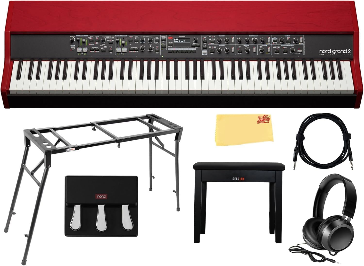 Nord Stage 4 88-Key Digital Piano Bundle with Adjustable Stand, Bench, Sustain Pedal, Headphones, Instrument Cable, and Austin Bazaar Polishing Cloth