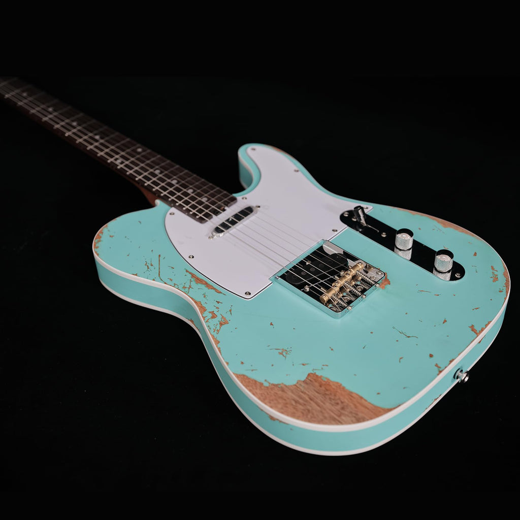 KGD Relic electric guitar mahogany body carbonized maple neck rosewood fretboard 6-string solidbody electric guitar S-S pickupsbrass barrel saddle bridge (Grass Green)