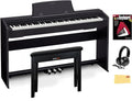 Casio PX-770 Privia Digital Piano - Black Bundle with Furniture Bench, Headphones, Instructional Book, Online Lessons, Instructional DVD, and Austin Bazaar Polishing Cloth