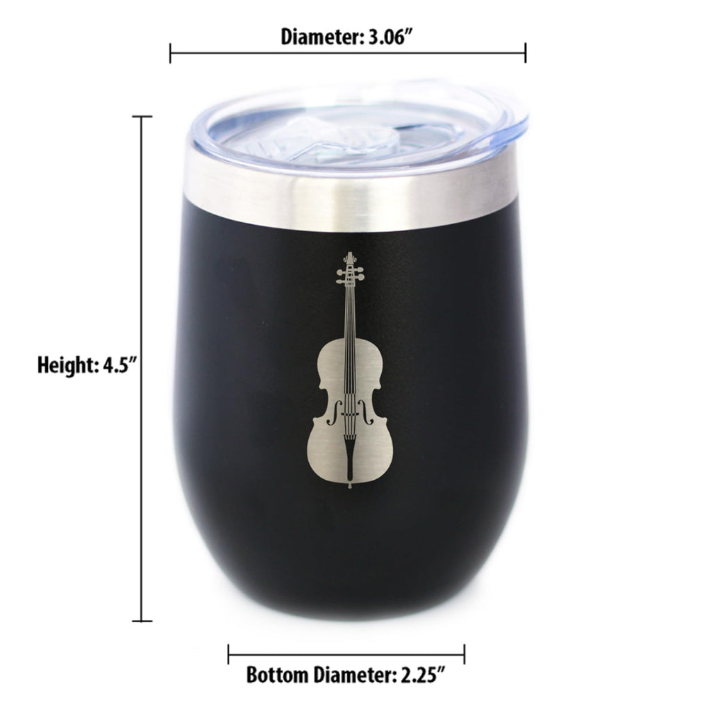 Bevvee Cello - Wine Tumbler Cup with Sliding Lid - Stainless Steel Insulated Mug - Orchestra Gifts for Cellists - Teal