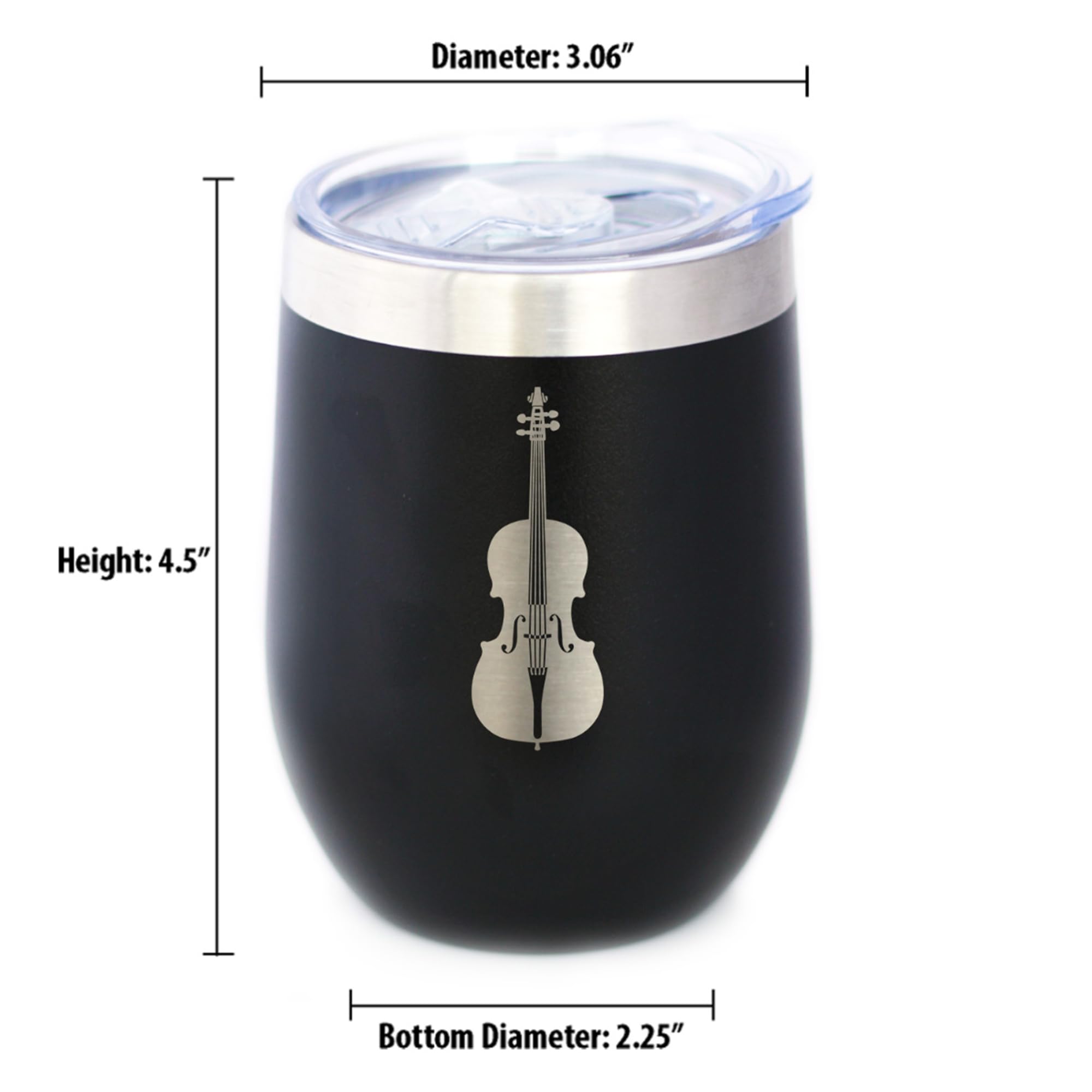 Bevvee Cello - Wine Tumbler Cup with Sliding Lid - Stainless Steel Insulated Mug - Orchestra Gifts for Cellists - Teal