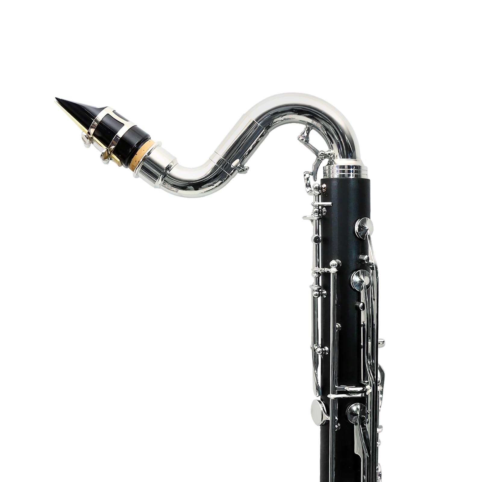 Professional Bass Clarinet Low E Bb flat Synthetic wood Body Nickel Plated Keys with Case Rich Sound Musical Instrument Student Clarinet (Low E)