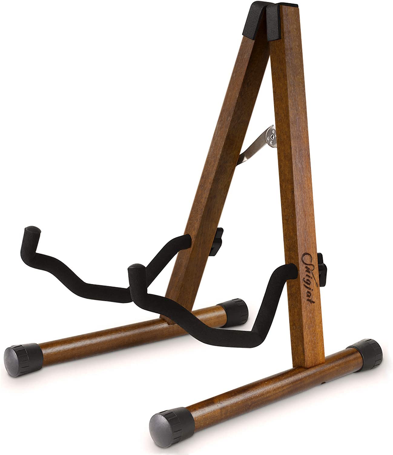 SNIGJAT Wood Guitar Stand, Acoustic Guitar Stand with Padded Foam, Classical Electric Guitar Stand, A-Frame Folding Bass Guitar Display Stand Compatible with Cello, Mandolin, Bass, Banjo, Ukulele