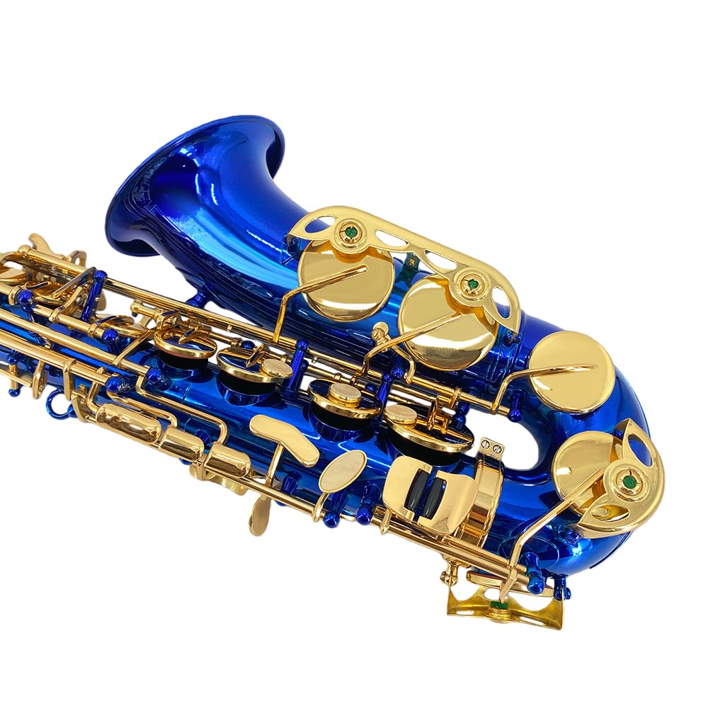 Alto Saxophone, Eb Flat Sax Complete Kit with Case & Accessories for Student, Adult & Beginner (Alto Saxophone Set with Mouthpiece, Reeds, Gloves, Cloth & Brush)-Golden