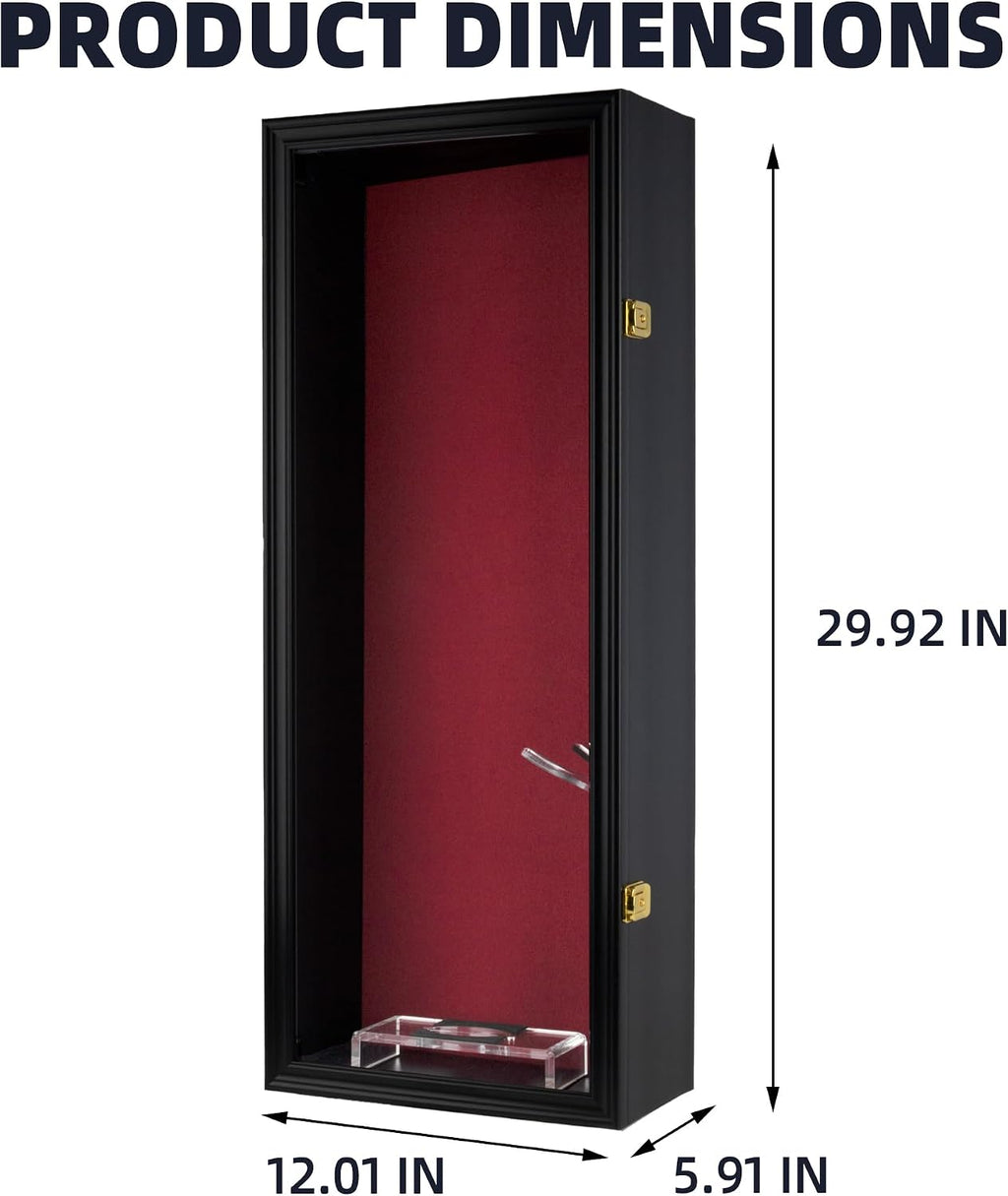 DisplayGifts Saxophone Display Case Saprano Alto Saxophone Stand Holder Wall Mount Shadow Box - 98% UV Protected & Lockable Black Frame