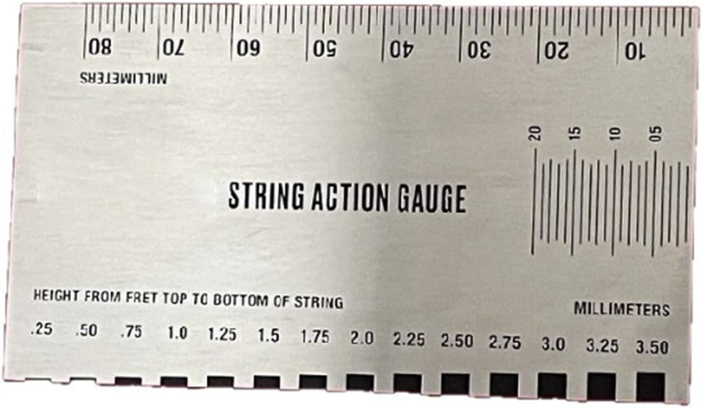 Multipurpose String Action Tool with Stainless Steel Build for Musicians Guitar Action Gauge Portable String Height Measurer Accurate Guitar Setup Accessory Ruler
