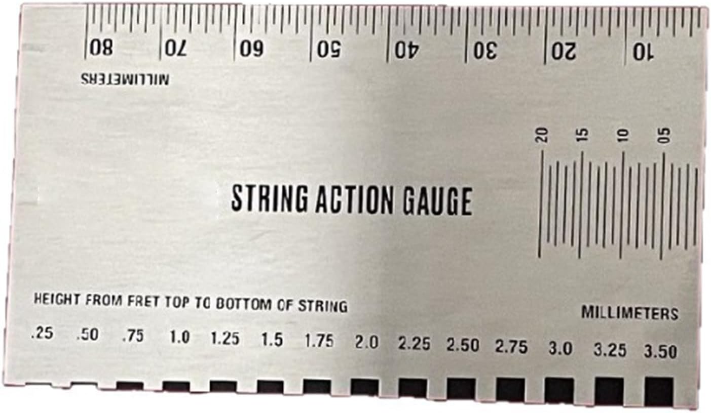 Multipurpose String Action Tool with Stainless Steel Build for Musicians Guitar Action Gauge Portable String Height Measurer Accurate Guitar Setup Accessory Ruler