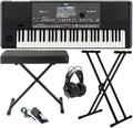 Korg PA600 61-Key Professional Arranger Keyboard with Bench, Pedal and Accessory Bundle