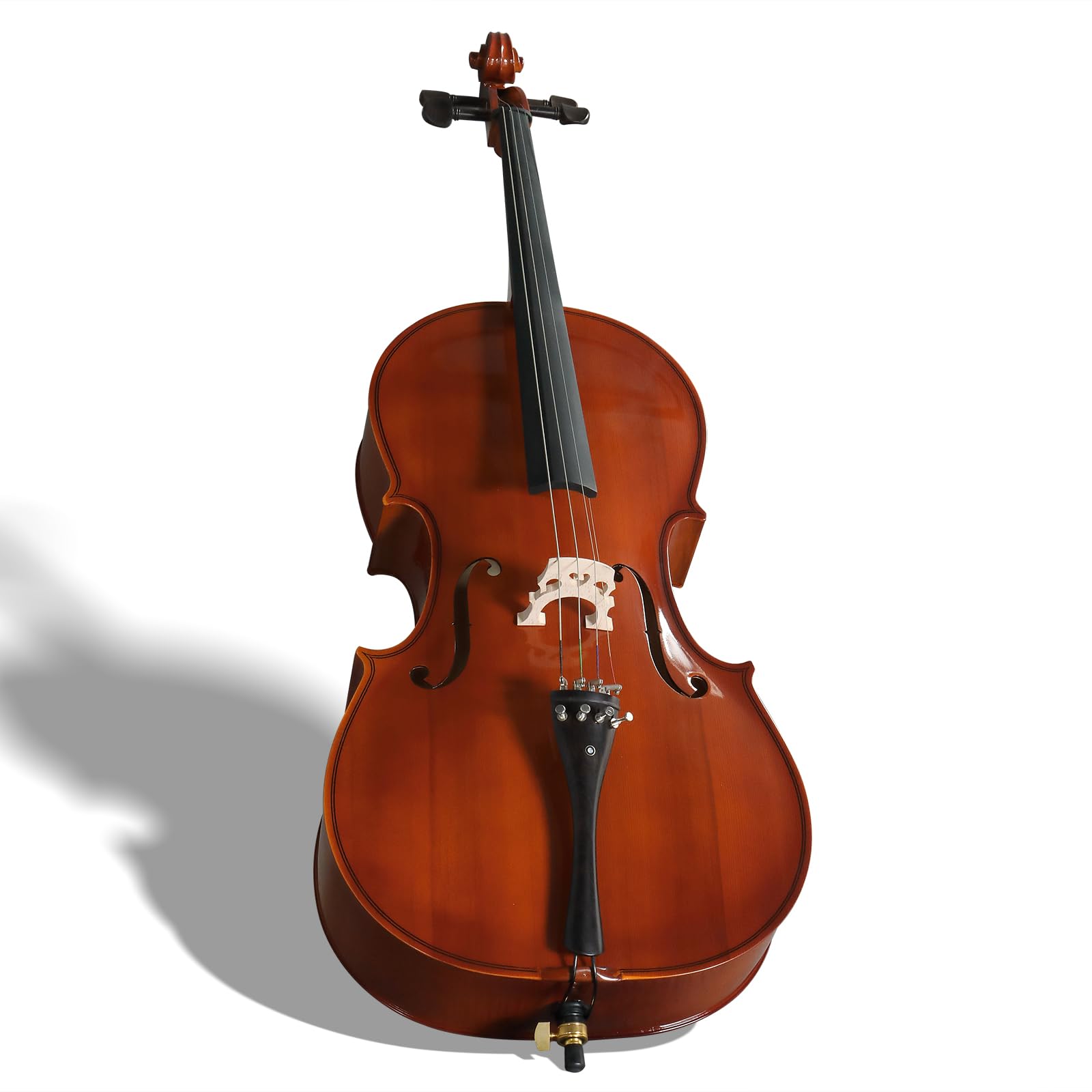 4/4 Full Size Cello Set,Professional Handmade Solid Wood Acoustic Cello with Portable Bag,Bow,Rosin,Cello Musical Instrument for Beginners & Adults (Natural)
