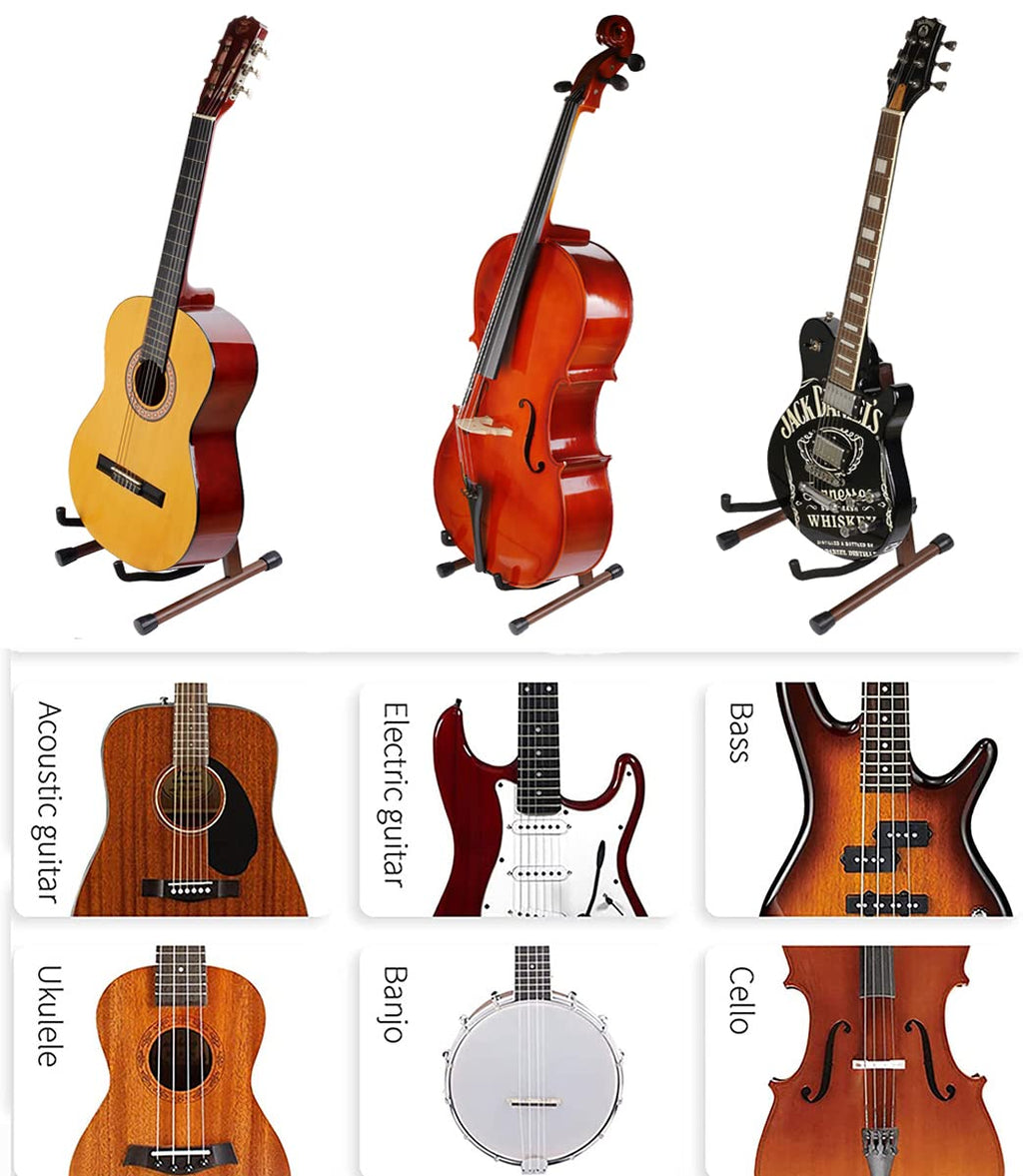 KingPoint Guitar Stand, Guitar Floor Stand, Acoustic Electric Wooden A Frame Folding Guitar Holder Adjustable for Bass, Cello, Mandolin, Banjo, Ukulele (Acacia)