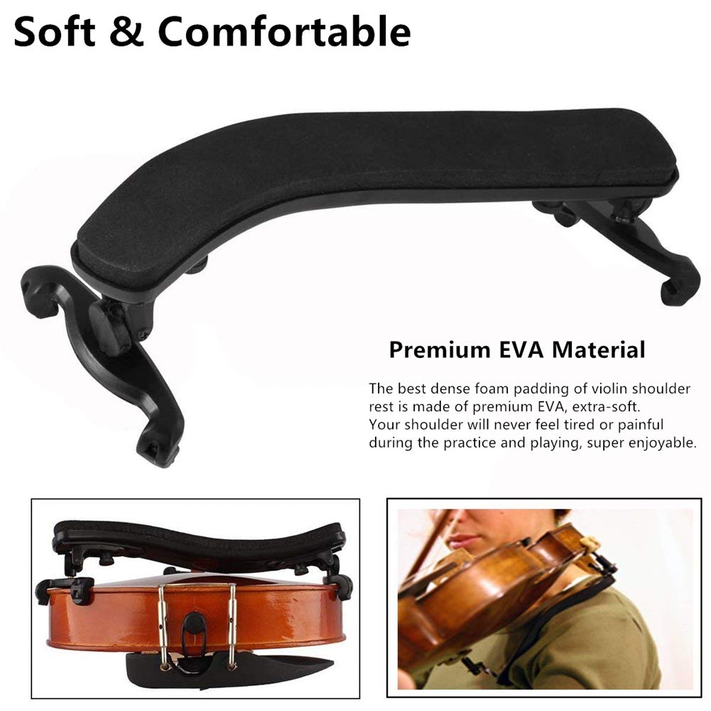 SUEWIO Violin Shoulder Rest for 4/4 Size, Premium Aluminum Alloy Violin Shoulder Rest with Thicken Comfortable Foam Pad & Height Adjustable Feet