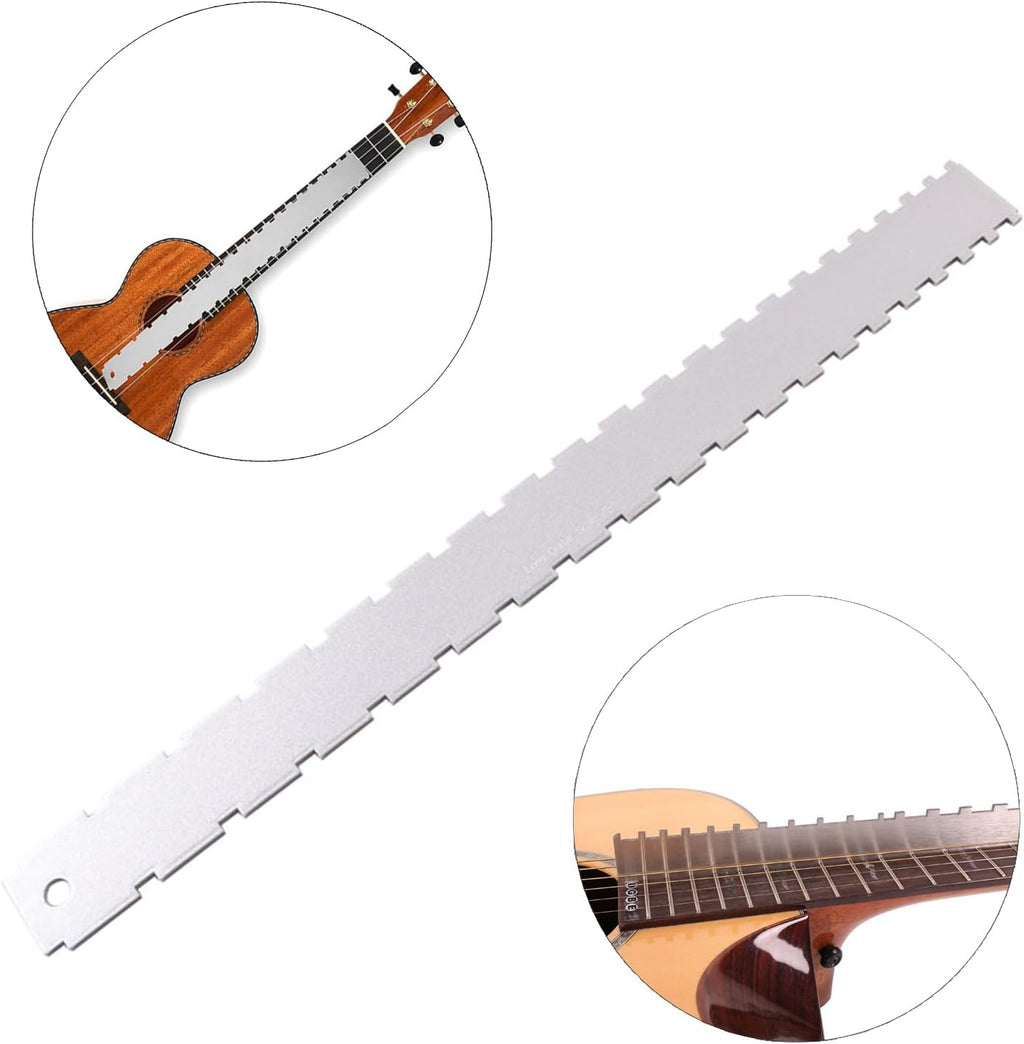 Set of 3 Guitar Tools,Notched Straight Edge Luthier Tools with String Action Ruler,Guitar Fret Tools for Guitar Neck and Fretboard Maintenance