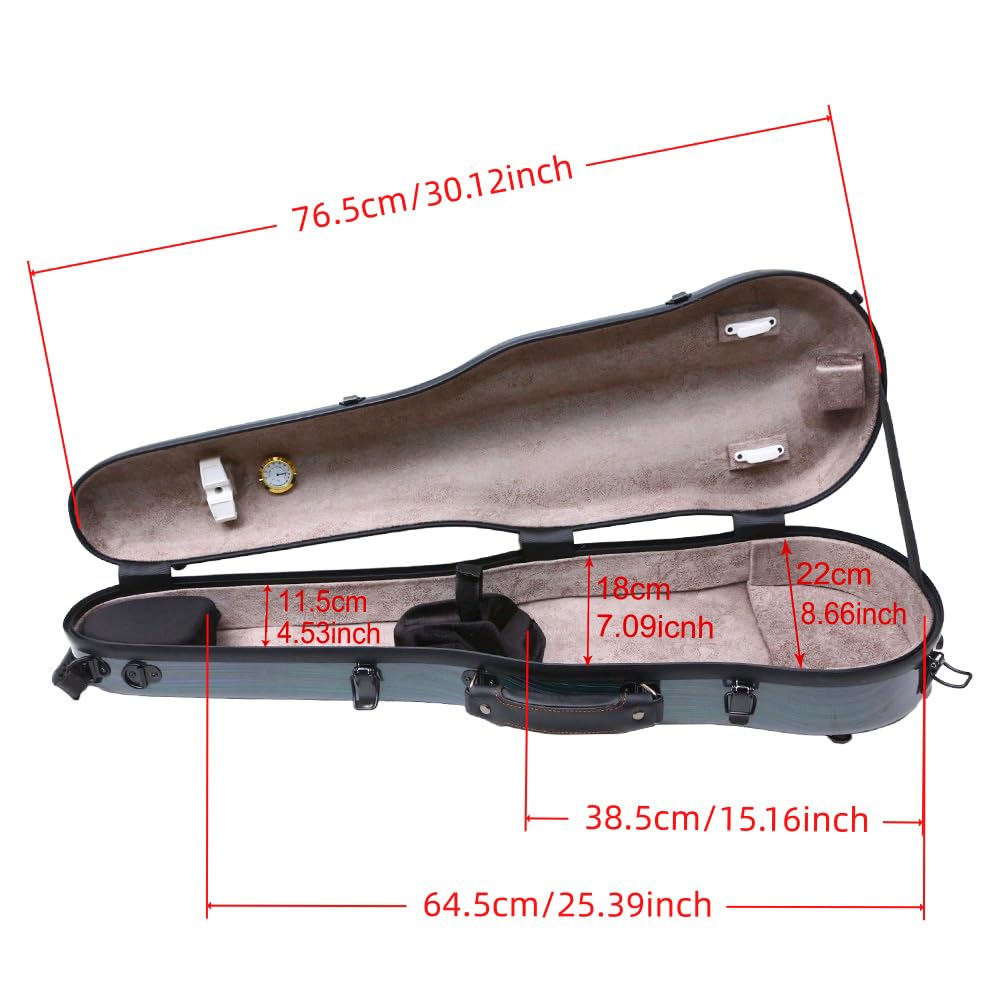 Vetimobato Dazzling Hard Shell Violin Case 4/4 Full Size Strong Light Flight Carbon Fiber Violin Box with Straps Travel Violin Case (Multicolored)