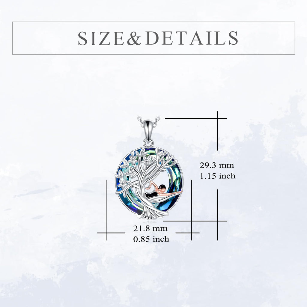 YFN Tree of Life Necklace Sterling Silver Crystal Jewelry Graduation Birthday Gifts for Women