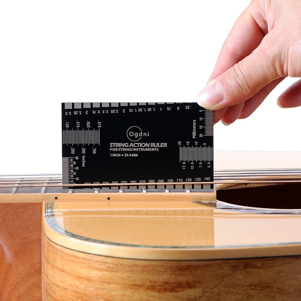 Guitar String Action Ruler Gauge Guitar Repairing Tool With Leather Case For Guitar Ukulele Bass Banjo Mandolin