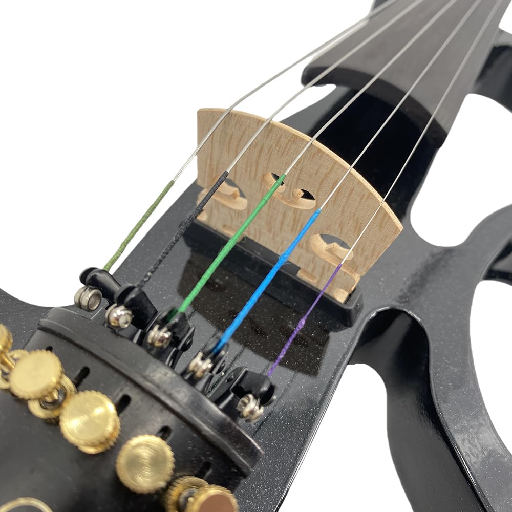 4/4 Full Size Electric Violin – Silent Electric Violin with Headphone Jack, Ebony Fittings – Includes Case, Bow, – Ideal for Practice & Performance (Black)