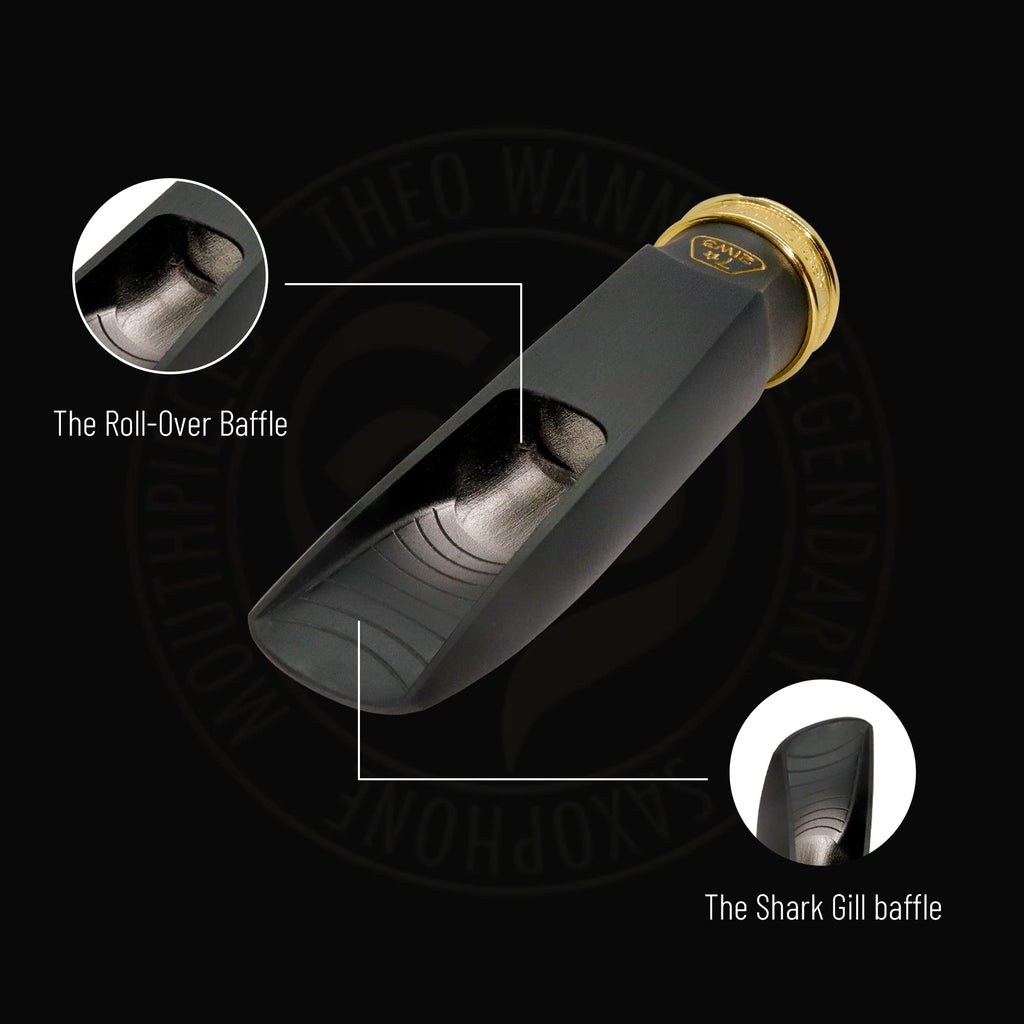 Theo Wanne Vintage Gaia 4 Tenor Saxophone Mouthpiece - Roll-Over Shark Gill Baffle - Huge, Warm and Free Sound – Large Stadium Chamber - Includes Reed Replacer Cap