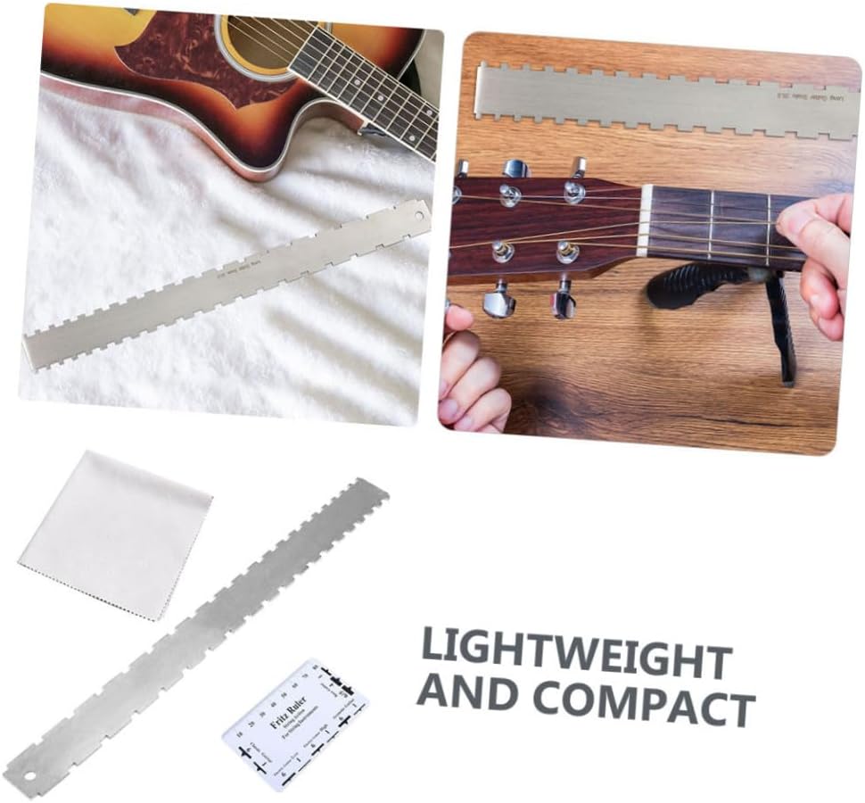 BESPORTBLE 2Sets Electric Guitar String Action Gauge Notched Straight Edge Ruler for Precise Fretboard Measurements Durable Design for Guitar Technicians